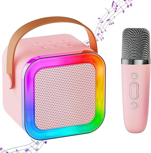 Rechargeable Karaoke Speaker with Wireless Mic & LED Lights