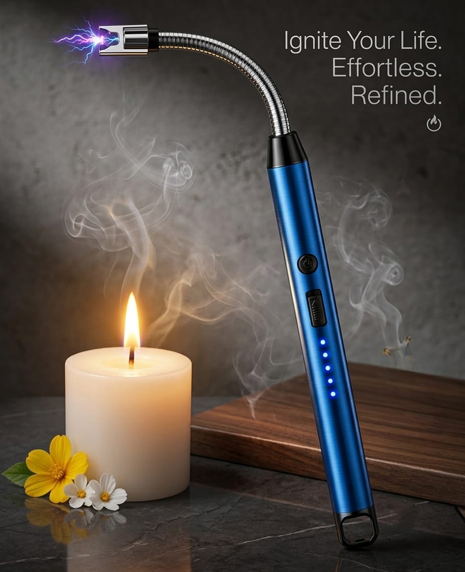 Type-C Rechargeable Flexible Arc Lighter – 360° Rotatable Neck & Safety Lock