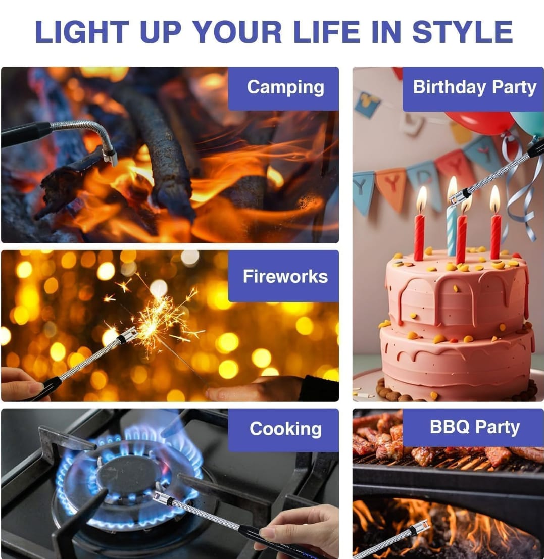 Type-C Rechargeable Flexible Arc Lighter – 360° Rotatable Neck & Safety Lock