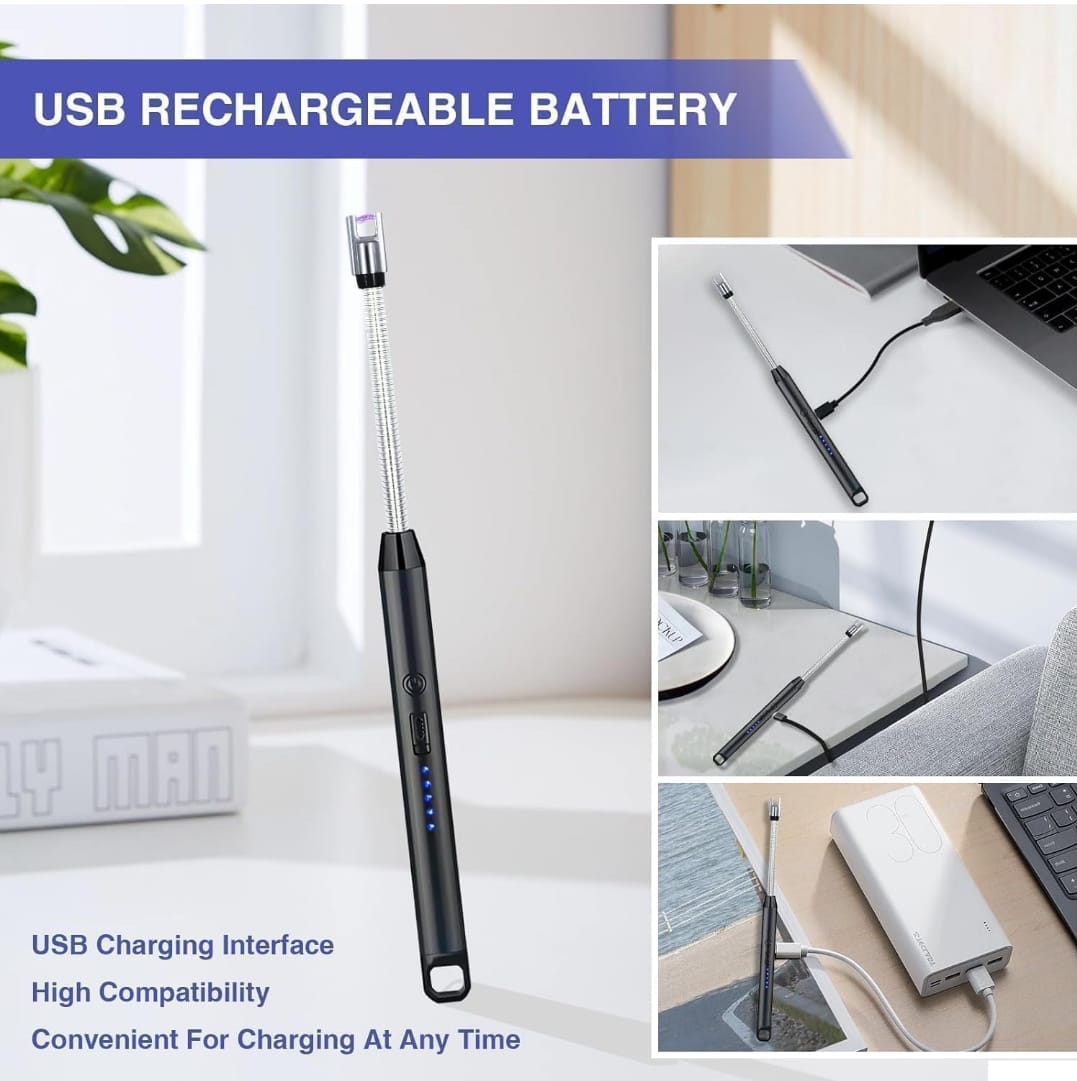 Type-C Rechargeable Flexible Arc Lighter – 360° Rotatable Neck & Safety Lock