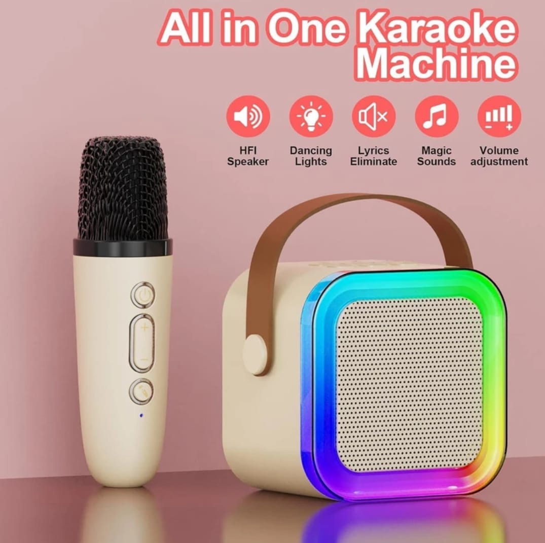 Rechargeable Karaoke Speaker with Wireless Mic & LED Lights
