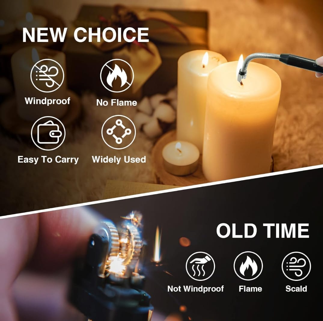 Type-C Rechargeable Flexible Arc Lighter – 360° Rotatable Neck & Safety Lock