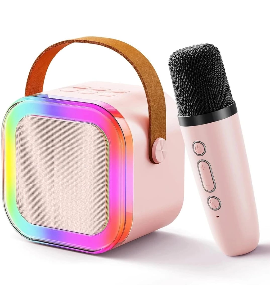 Rechargeable Karaoke Speaker with Wireless Mic & LED Lights
