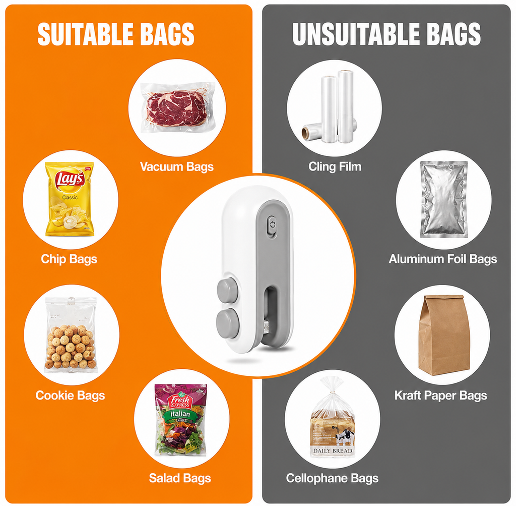 Portable Sealing Machine |2 In 1 Heat Sealer & Cutter| USB Rechargeable (Type C)